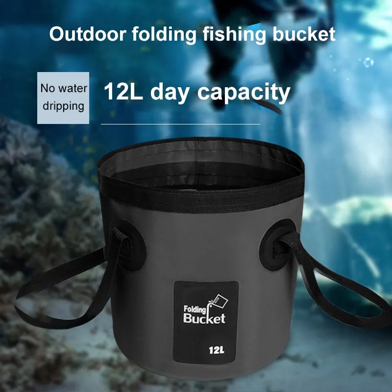 12l black portable foldable bucket bucket outdoor travel water storage bag waterproof water bag fishing articles.jpg (2)